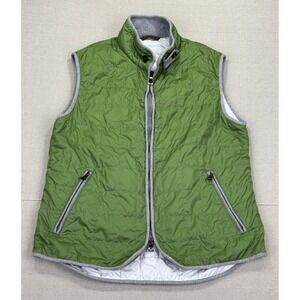 Waterville Green Mens 52 Quilted‎ Vest ITALY MADE Full Zip Lightweight Large